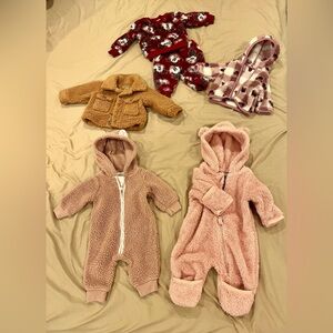 Cozy Pink and Brown Bear Onesie Set 0-3 months